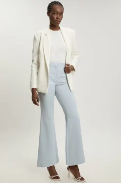 Pantalon Droit Petite À Poches En Tissu Stretch Compact