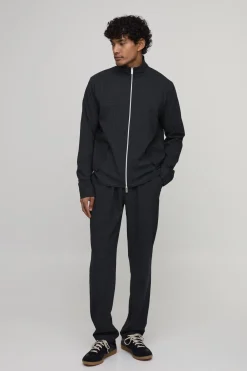 Pantalon Droit À Plis Frontaux Micro Carreaux Coordonné