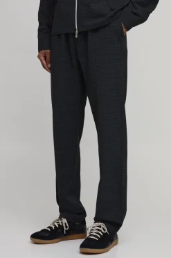 Pantalon Droit À Plis Frontaux Micro Carreaux Coordonné
