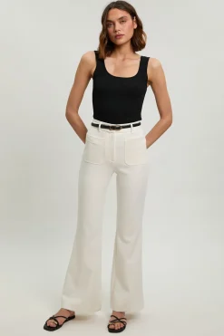 Pantalon Droit À Poches En Tissu Stretch Compact