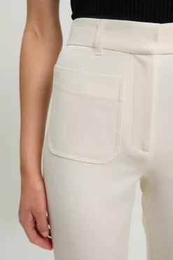 Pantalon Droit À Poches En Tissu Stretch Compact