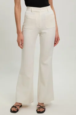 Pantalon Droit À Poches En Tissu Stretch Compact