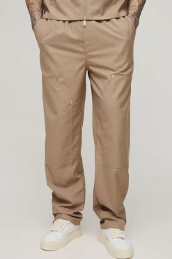 boohooMAN Pantalon droit pour hommes grands avec détails de style menuisier<Homme Pantalons Tall|Tout Afficher