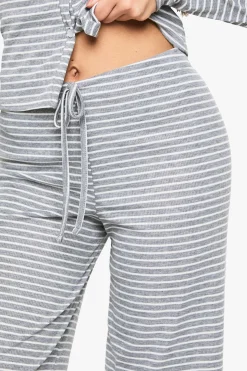Pantalon droit à rayures à ceinture minimaliste