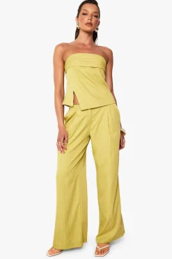 Pantalon droit à rayures fines tissées