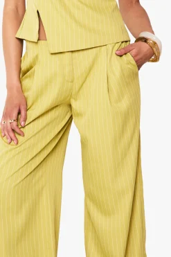 Pantalon droit à rayures fines tissées