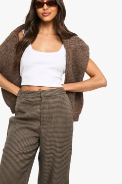 Pantalon droit sur mesure à carreaux ton sur ton
