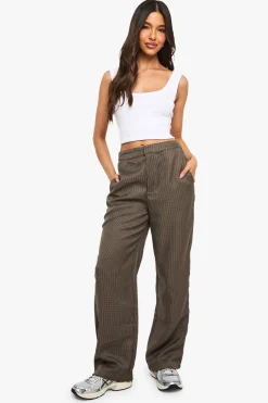 Pantalon droit sur mesure à carreaux ton sur ton