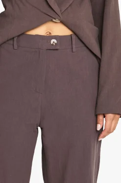 boohoo Pantalon droit sur mesure en lin<Femme Pantalons|Looks Chocolat