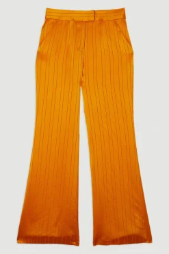 KarenMillen Pantalon droit taille ajustée en satin premium à fines rayures<Femme Pantalons|Tailleurs