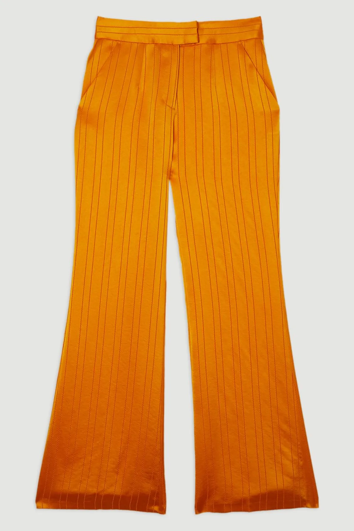 KarenMillen Pantalon droit taille ajustée en satin premium à fines rayures<Femme Pantalons|Tailleurs
