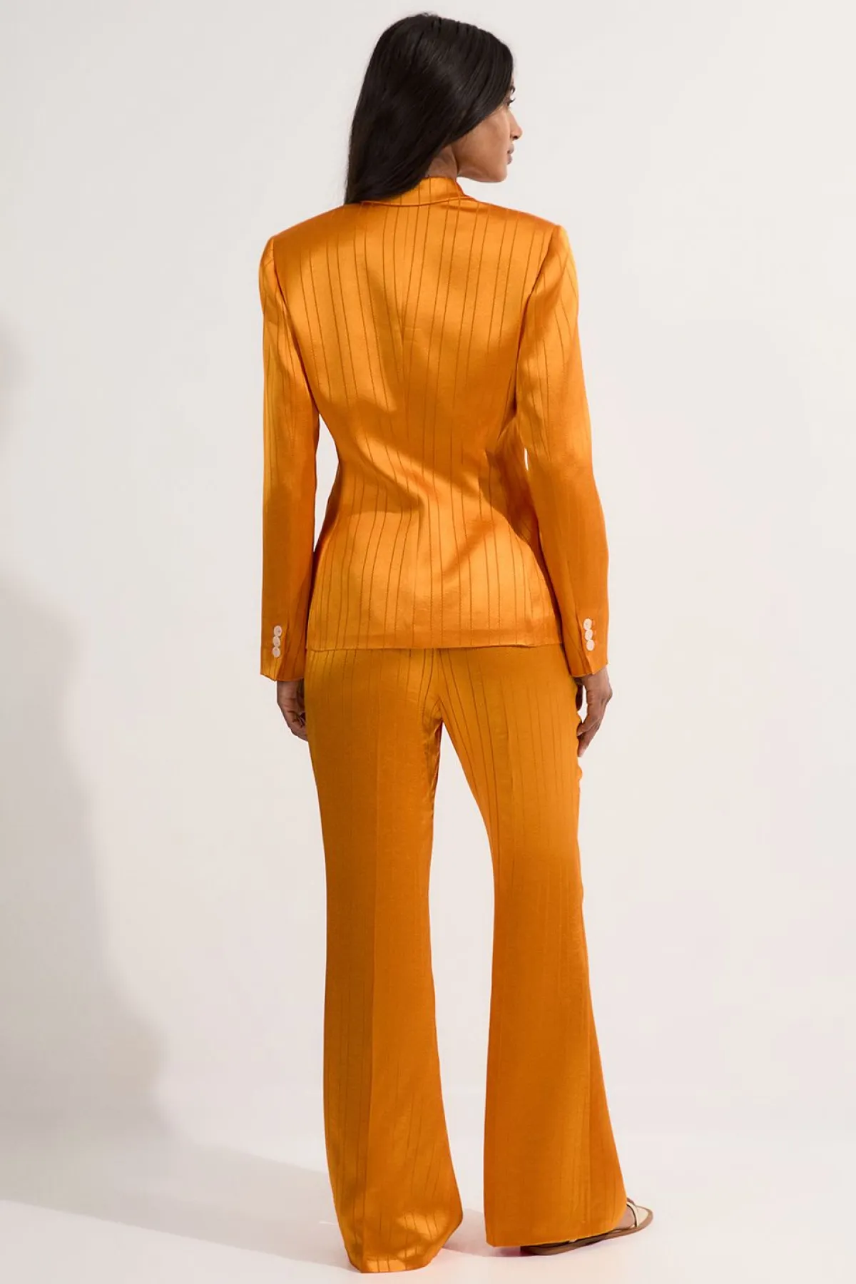 KarenMillen Pantalon droit taille ajustée en satin premium à fines rayures<Femme Pantalons|Tailleurs