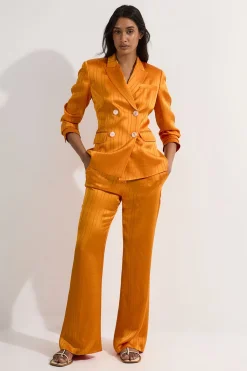 KarenMillen Pantalon droit taille ajustée en satin premium à fines rayures<Femme Pantalons|Tailleurs