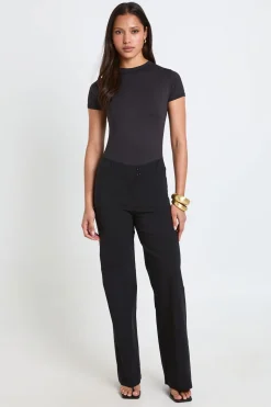 Pantalon Droit Taille Basse En Bengaline