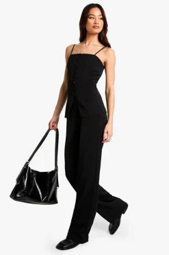 boohoo Pantalon Droit Taille Haute<Femme Pantalons
