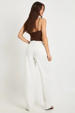 Pantalon Droit Taille Haute Essentiel Coupe Ajustée Pour Grandes Tailles