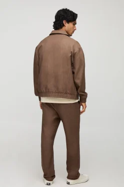Pantalon droit à taille mi-fixe en sergé