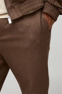 Pantalon droit à taille mi-fixe en sergé