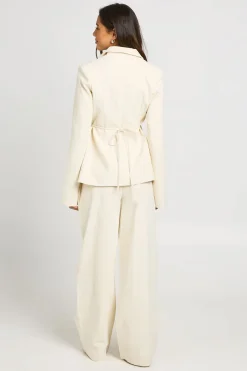 Pantalon Droit Tailleur Aspect Lin Premium
