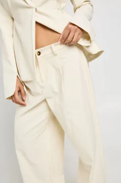 Pantalon Droit Tailleur Aspect Lin Premium