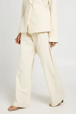Pantalon Droit Tailleur Aspect Lin Premium