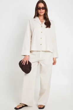 boohoo Pantalon Droit Tailleur En Mélange De Lin<Femme Pantalons