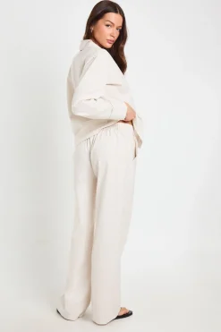 boohoo Pantalon Droit Tailleur En Mélange De Lin<Femme Pantalons