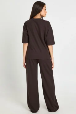 Pantalon Droit À Texture Gaufré