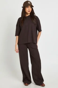Pantalon Droit À Texture Gaufré