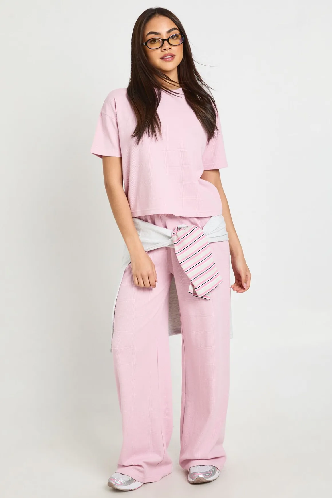 Pantalon Droit À Texture Gaufre