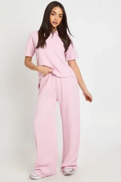 Pantalon Droit À Texture Gaufre