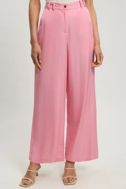 Pantalon droit tissé en viscose et lin premium