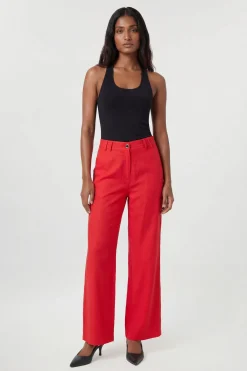 KarenMillen Pantalon Droit Tissé En Viscose Et Lin Premium<Femme Pantalons|Ensembles