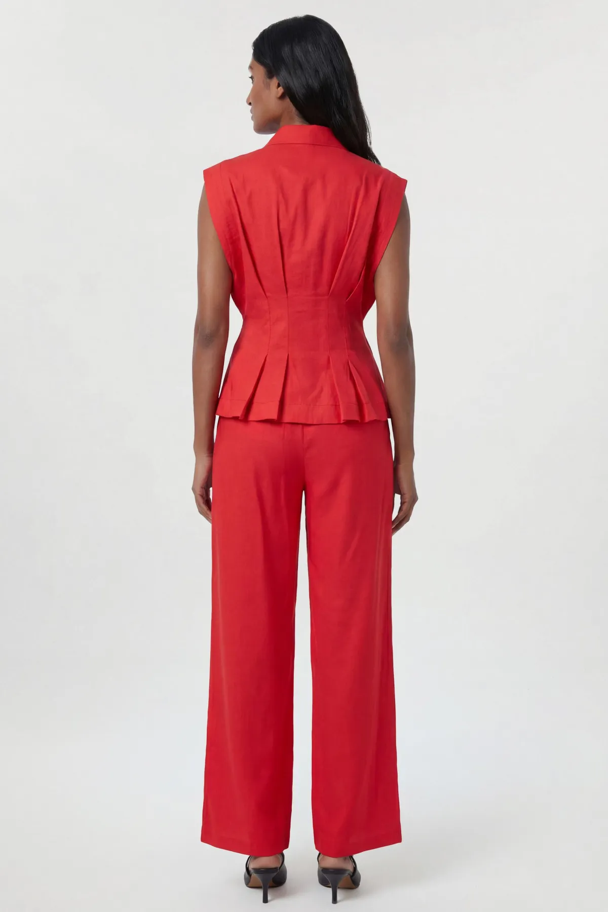 KarenMillen Pantalon Droit Tissé En Viscose Et Lin Premium<Femme Pantalons|Ensembles