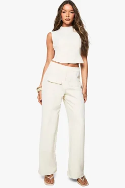 boohoo Pantalon droit tissé sur mesure avec poche avant<Femme Pantalons|Tailleurs