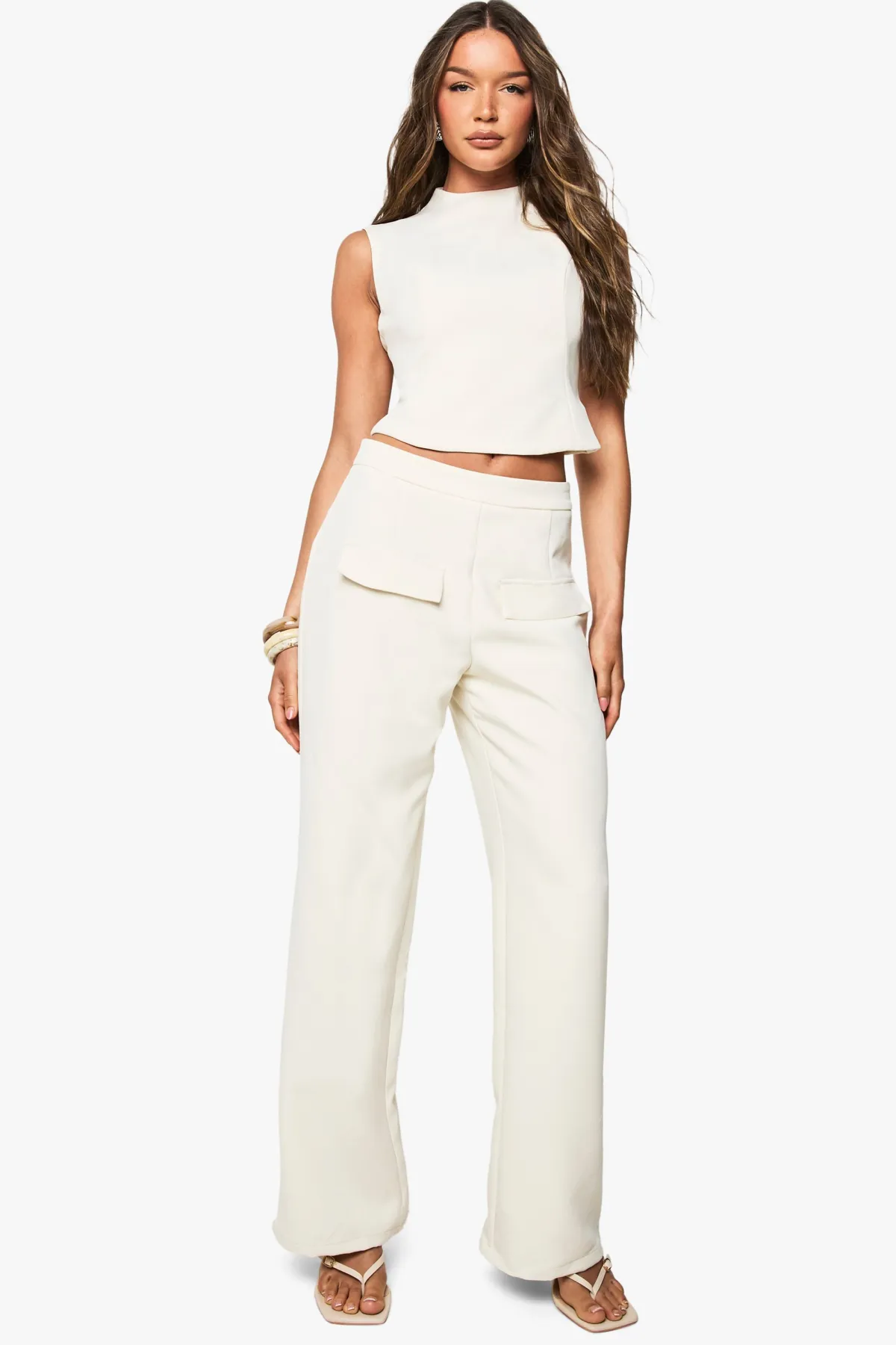 boohoo Pantalon droit tissé sur mesure avec poche avant<Femme Pantalons|Tailleurs