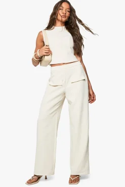 boohoo Pantalon droit tissé sur mesure avec poche avant<Femme Pantalons|Tailleurs