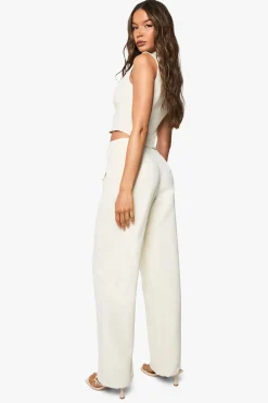 boohoo Pantalon droit tissé sur mesure avec poche avant<Femme Pantalons|Tailleurs
