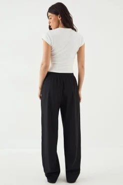 Pantalon DSGN Studio à Taille Élastique et Jambe Droite