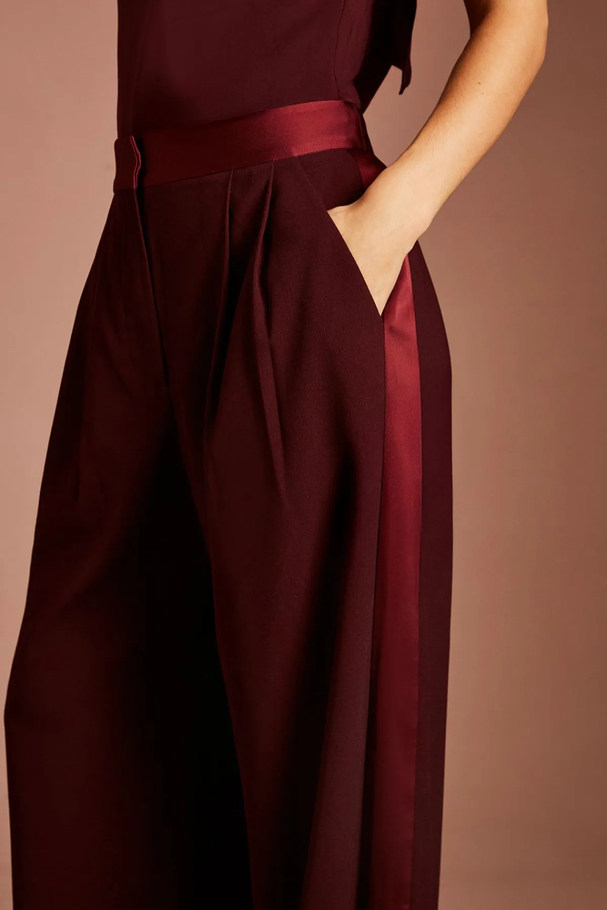 Coast Pantalon À Détail De Bande Satinée<Femme Pantalons|Satin Et Dentelle
