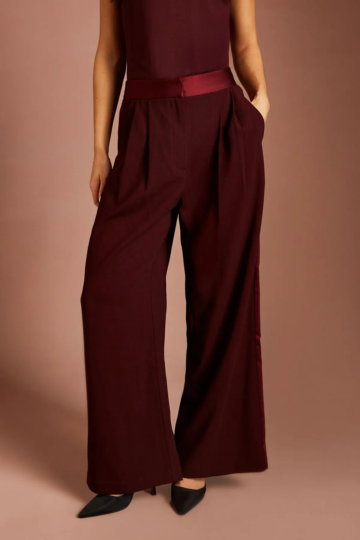 Coast Pantalon À Détail De Bande Satinée<Femme Pantalons|Satin Et Dentelle