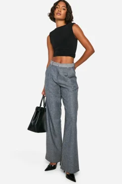 Pantalon à effet laine et jambes larges