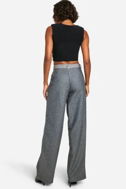 Pantalon à effet laine et jambes larges