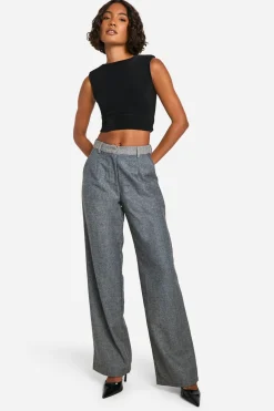 Pantalon à effet laine et jambes larges