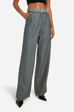 Pantalon à effet laine et jambes larges