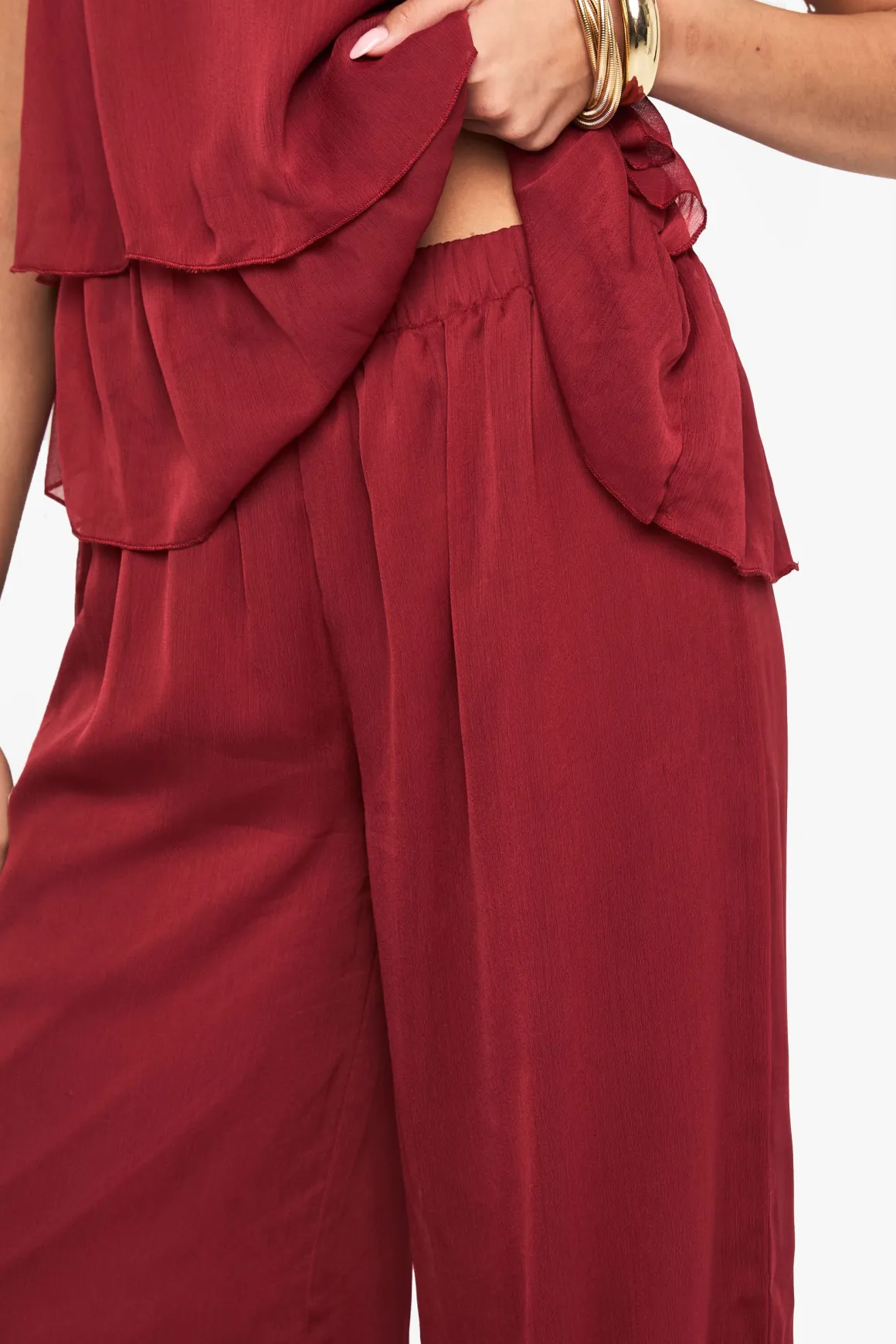 Pantalon en chiffon tissé