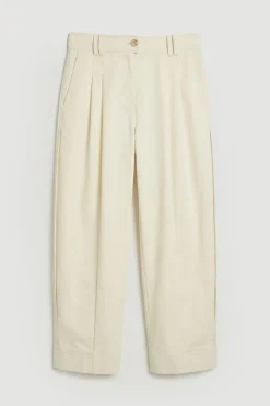 Pantalon En Coton À Jambe Tonneau Avec Détails Boutons Utilitaires