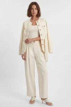 Pantalon En Coton À Jambe Tonneau Avec Détails Boutons Utilitaires
