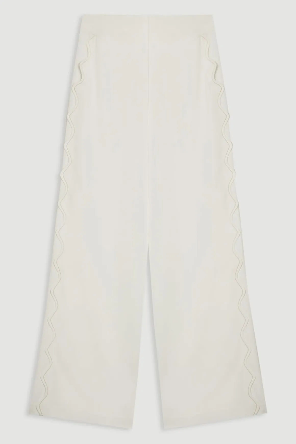 Pantalon en crêpe tissé avec bordures festonnées