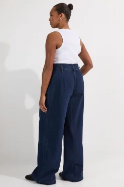 Pantalon en denim grande taille à jambes larges